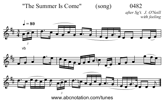 The Summer Is Come         (song)            0482 - staff notation