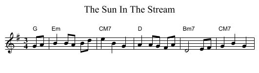 The Sun In The Stream - staff notation