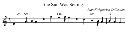 the Sun Was Setting - staff notation