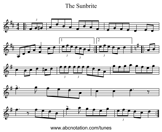 The Sunbrite - staff notation