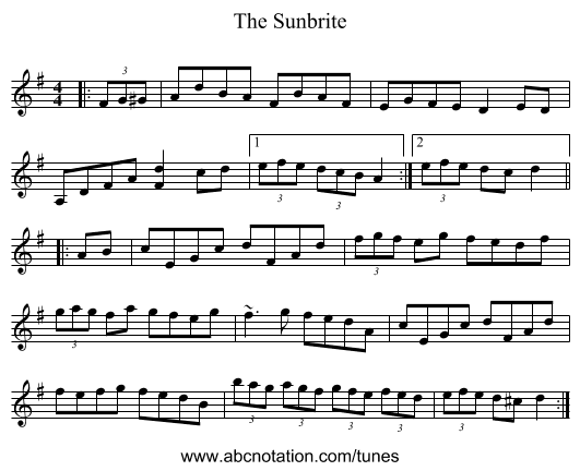 The Sunbrite - staff notation