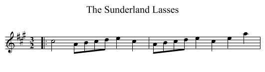 The Sunderland Lasses - staff notation