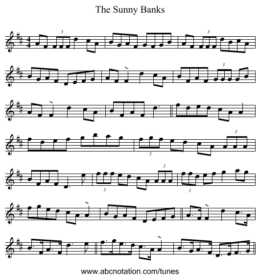 The Sunny Banks - staff notation