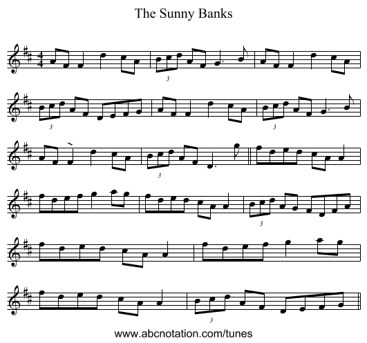 The Sunny Banks - staff notation