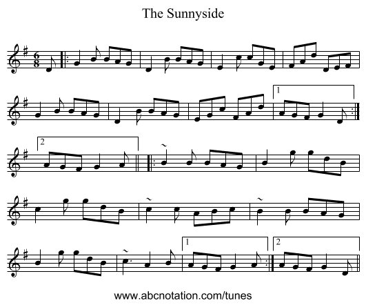 The Sunnyside - staff notation