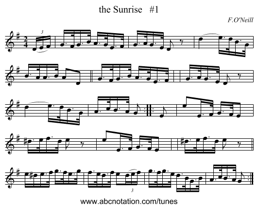 the Sunrise   #1 - staff notation