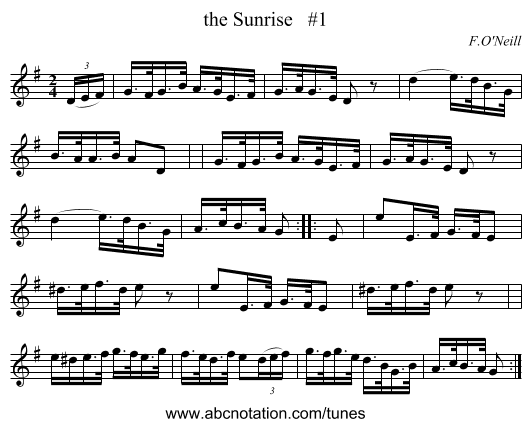 the Sunrise #1 - staff notation