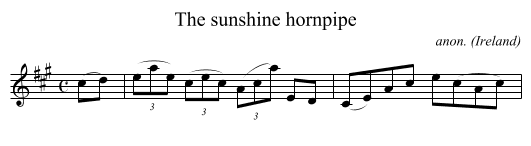 The sunshine hornpipe - staff notation
