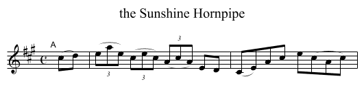 the Sunshine Hornpipe - staff notation