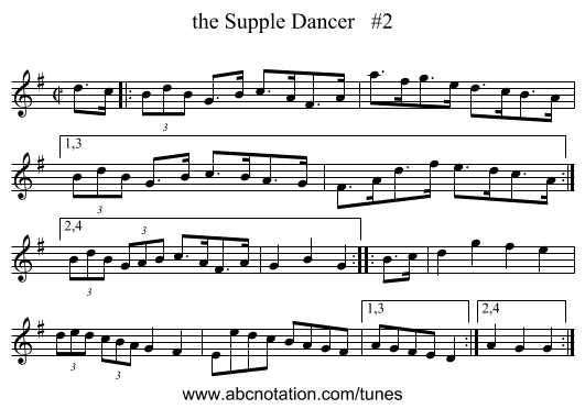 the Supple Dancer   #2 - staff notation