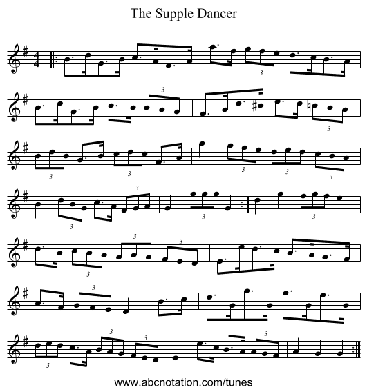 The Supple Dancer - staff notation