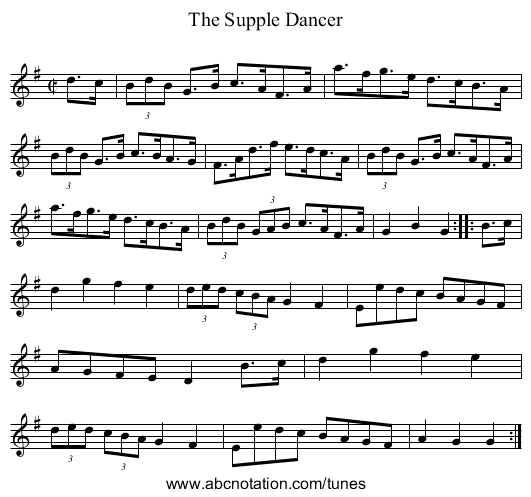 The Supple Dancer - staff notation