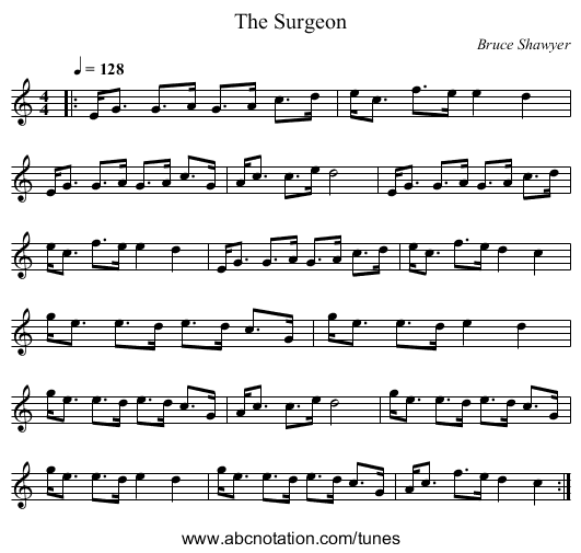 The Surgeon - staff notation
