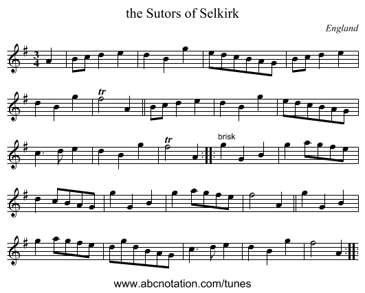 the Sutors of Selkirk - staff notation