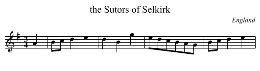 the Sutors of Selkirk - staff notation