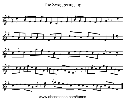 The Swaggering Jig - staff notation