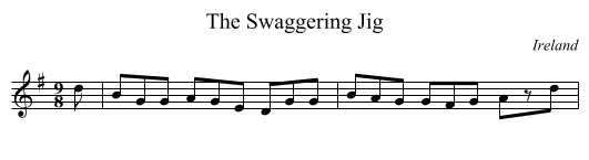 The Swaggering Jig - staff notation