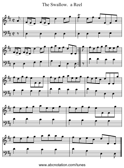 The Swallow.  a Reel - staff notation