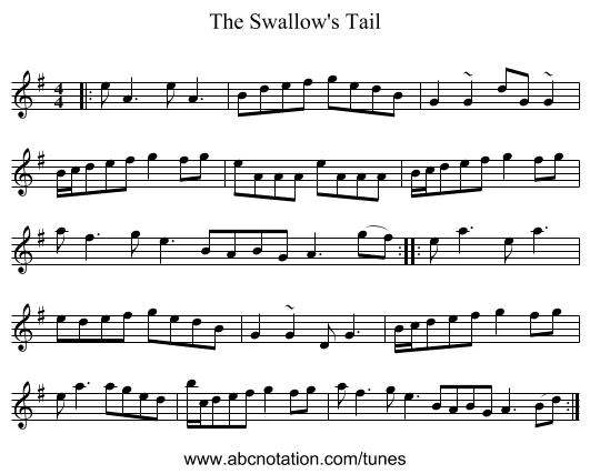 The Swallow's Tail - staff notation
