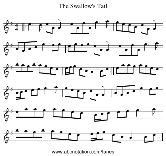 The Swallow's Tail - staff notation