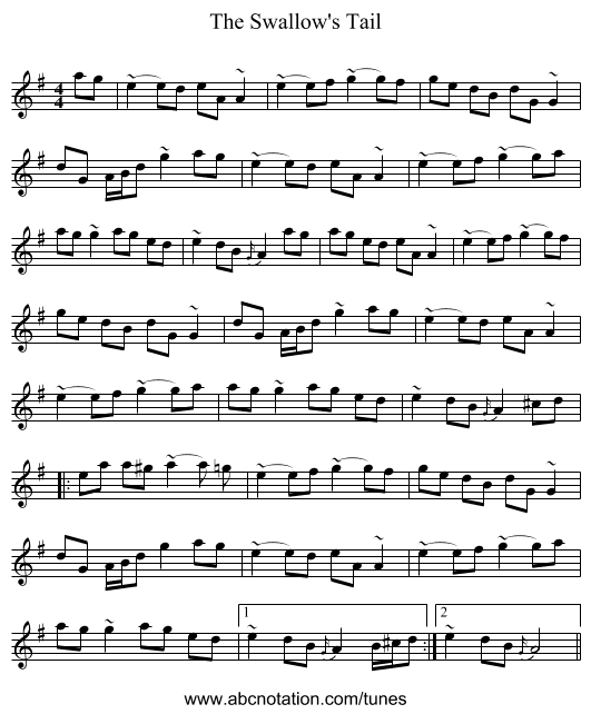 The Swallow's Tail - staff notation