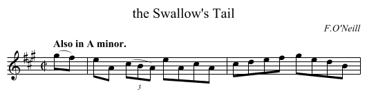 the Swallow's Tail - staff notation