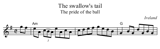 The swallow's tail - staff notation