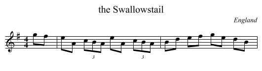 the Swallowstail - staff notation