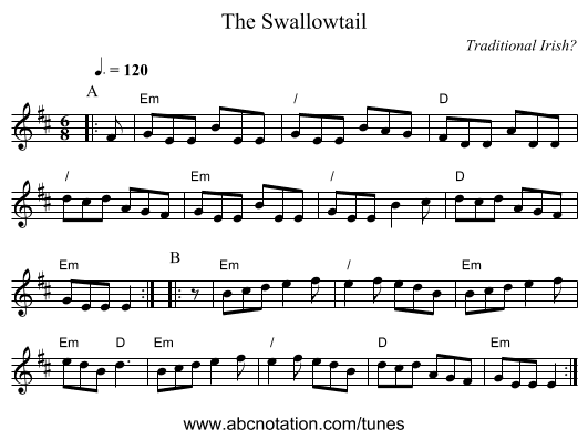 The Swallowtail - staff notation