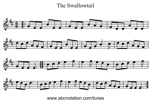 The Swallowtail - staff notation