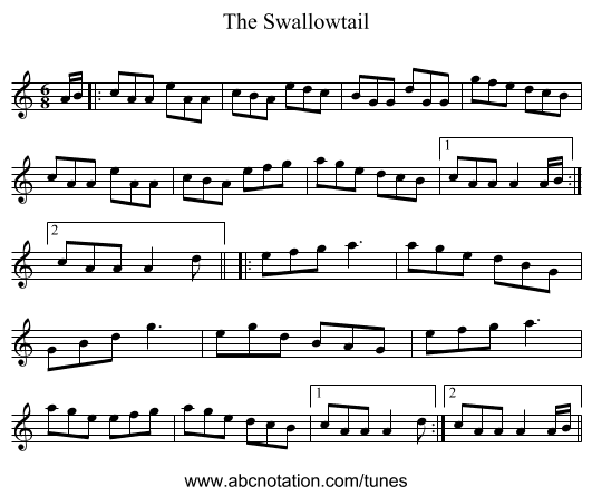 The Swallowtail - staff notation