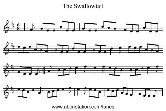 The Swallowtail - staff notation