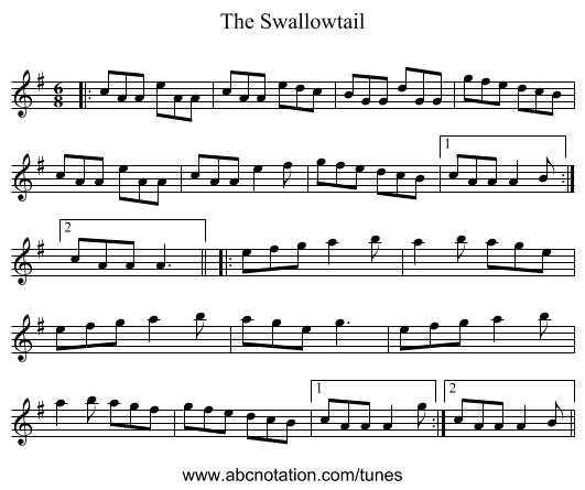 The Swallowtail - staff notation