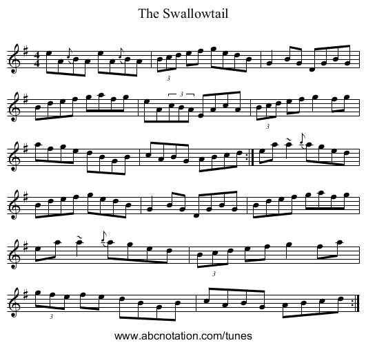 The Swallowtail - staff notation