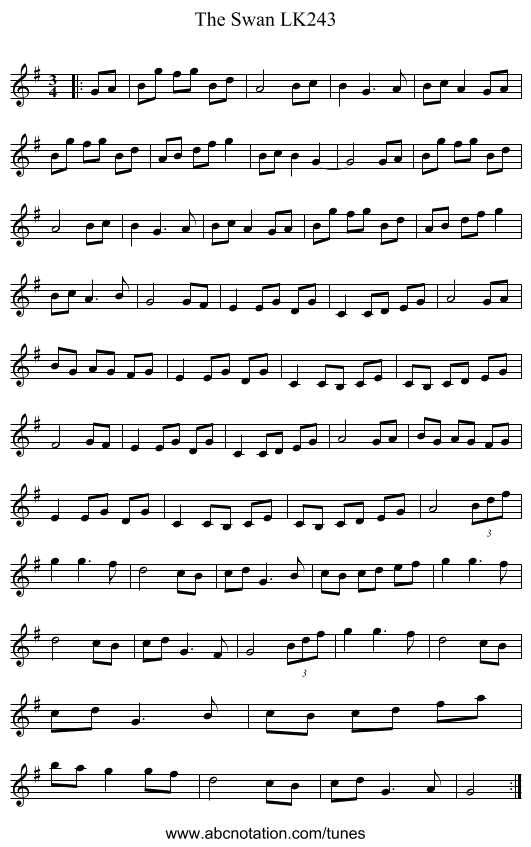The Swan LK243 - staff notation
