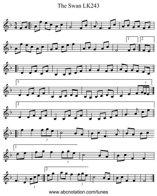 The Swan LK243 - staff notation