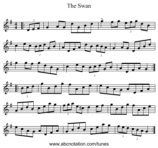 The Swan - staff notation