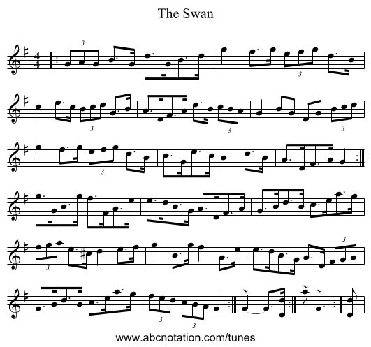 The Swan - staff notation