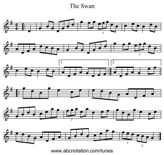 The Swan - staff notation