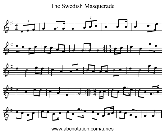 The Swedish Masquerade - staff notation