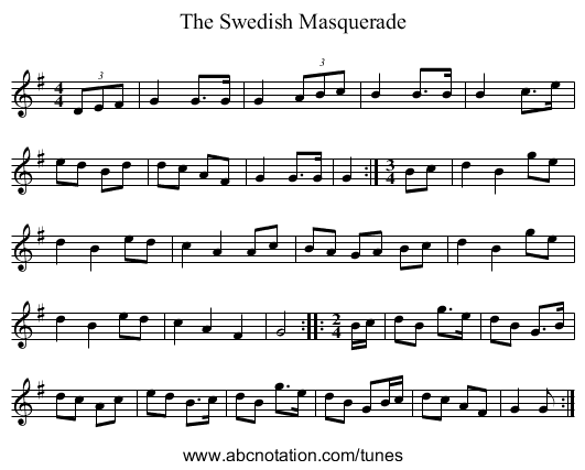 The Swedish Masquerade - staff notation