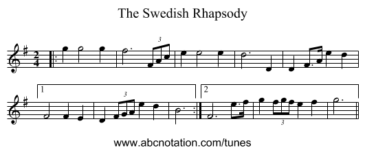 The Swedish Rhapsody - staff notation