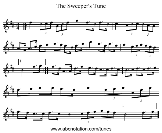 The Sweeper's Tune - staff notation