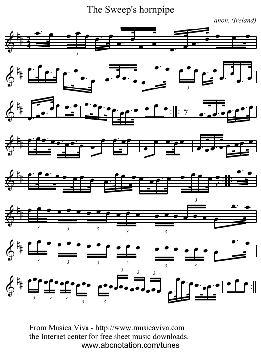 The Sweep's hornpipe - staff notation