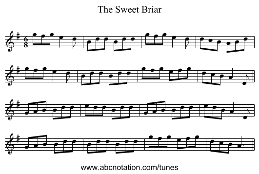 The Sweet Briar - staff notation