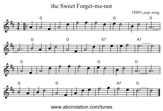 the Sweet Forget-me-not - staff notation