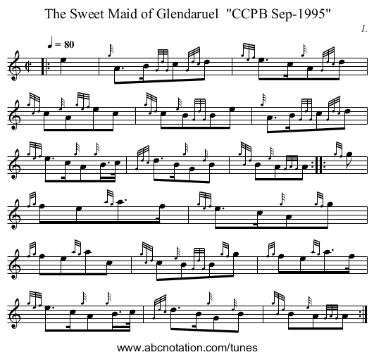 The Sweet Maid of Glendaruel  CCPB Sep-1995 - staff notation