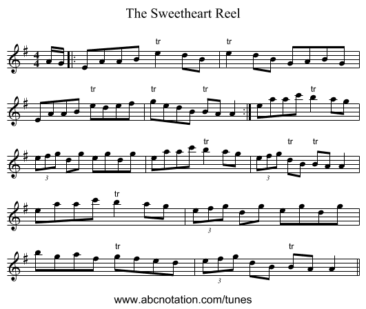 The Sweetheart Reel - staff notation