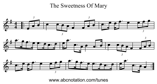 The Sweetness Of Mary - staff notation