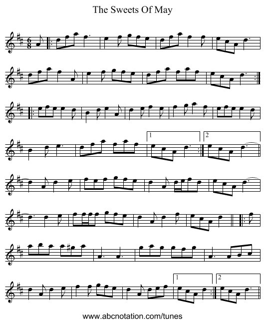 The Sweets Of May - staff notation